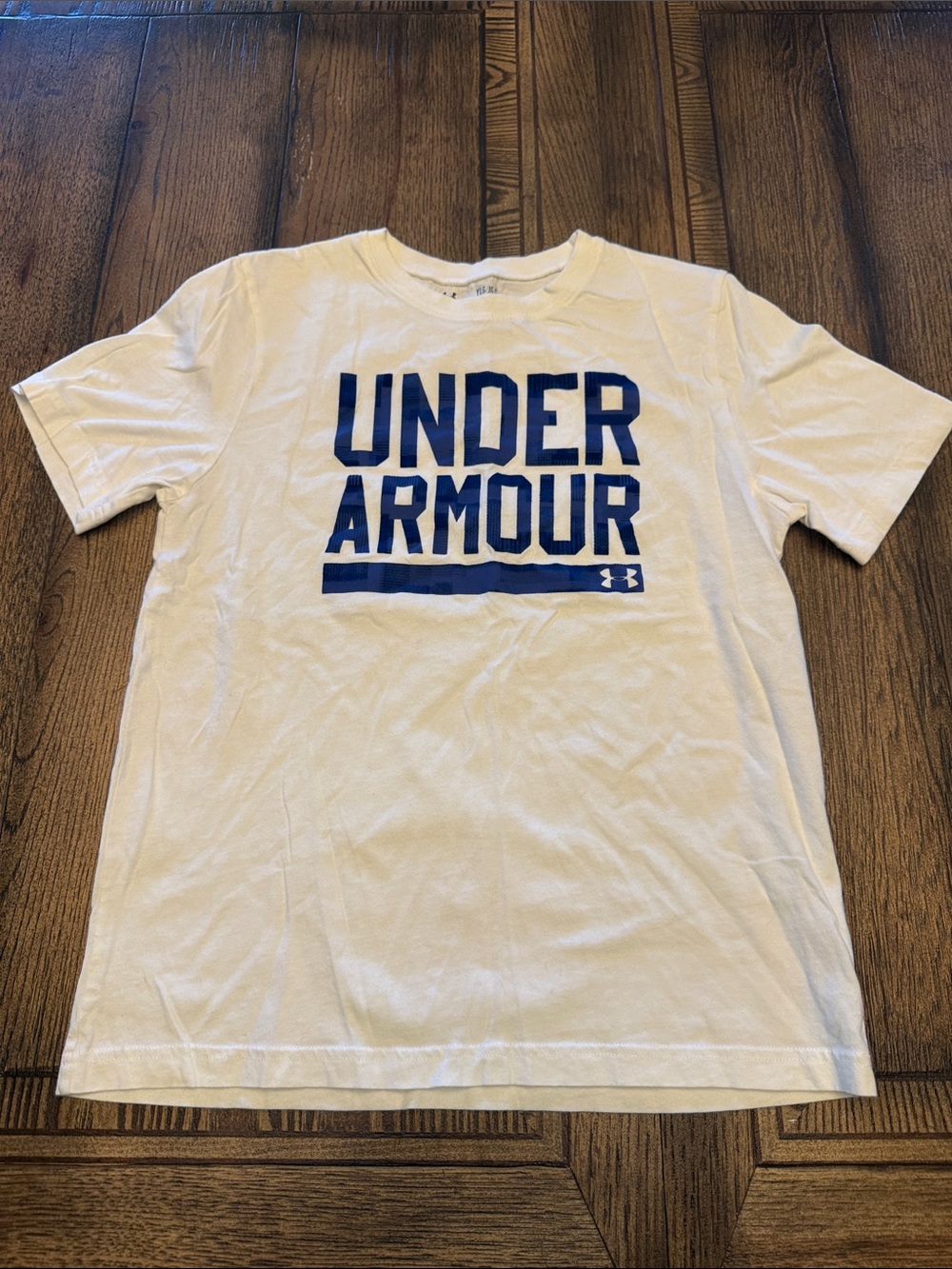 Under Armour White Short-Sleeve Tee with Blue Logo - Picture 1 of 5